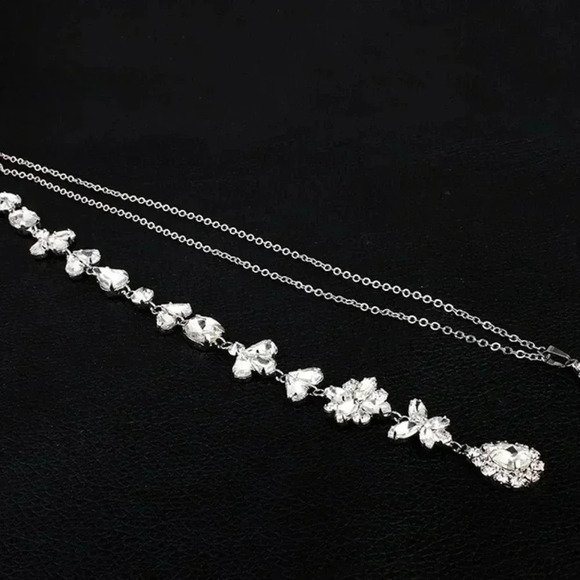 Crystal Backless Wedding Dress dress & Evening Dress Necklace & Earings Set - Picture 9 of 10